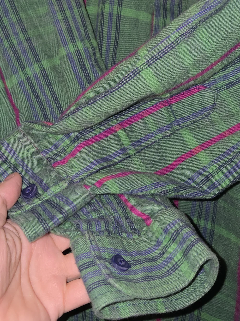 Vintage 90s Levi's Green Pink Plaid Flannel Button-Up Shirt Large